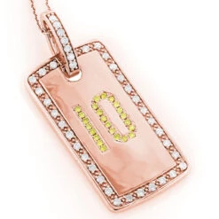 14K White Gold White Yellow Diamond Number 10 Dog Tag Pendant 1.60 -H'Hen Sale Store 14k white yellow diamond number 10 dog tag pendant 160 p 6372 ro