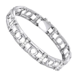 14K White/Yellow Gold Men's Diamond Two-Tone Bracelet 4ct -H'Hen Sale Store 14k white yellow gold mens diamond two tone bracelet 4ct wh