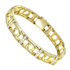 14K White/Yellow Gold Men's Diamond Two-Tone Bracelet 4ct -H'Hen Sale Store 14k white yellow gold mens diamond two tone bracelet 4ct ye