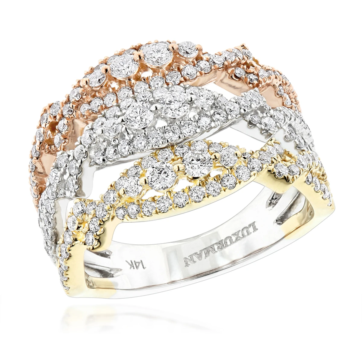 Unique Diamond Ring For Women 14K Gold 1.6ct 3 Unique Diamond Ring For Women 14K Gold 1.6ct