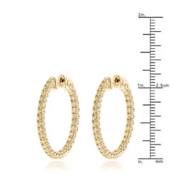 14K Yellow Gold Yellow Diamond Hoop Earrings 2 Carats Inside Out Design By Luxurman -H'Hen Sale Store 14k yellow diamond hoop earrings 2 carats inside out design by luxurman rulerye