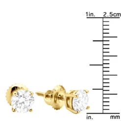 14K Yellow Gold Diamond Stud Earrings Round Cut 1.50ct -H'Hen Sale Store 14k yellow gold diamond stud earrings round cut 150ct p 5637 ruler yellow
