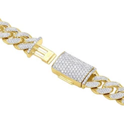 15 Carats Real Diamond Cuban Link Chain Choker Necklace 14K Yellow Gold 12mm Wide -H'Hen Sale Store 15 carats real diamond cuban link chain choker necklace real 14k gold 12mm wide 000938 backye