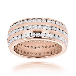 18K White Gold 3-Row Diamond Eternity Band Ring 4.50ct -H'Hen Sale Store 18k gold 3 row diamond eternity band ring 450ct p 6200 ro