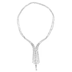 18K White Gold Antique Style Ladies Diamond Necklace Round Baguette Pear Diamonds 11 18K White Gold Antique Style Ladies Diamond Necklace Round Baguette Pear Diamonds -H'Hen Sale Store 18k gold antique style ladies diamond necklace round baguette pear diamonds backwh