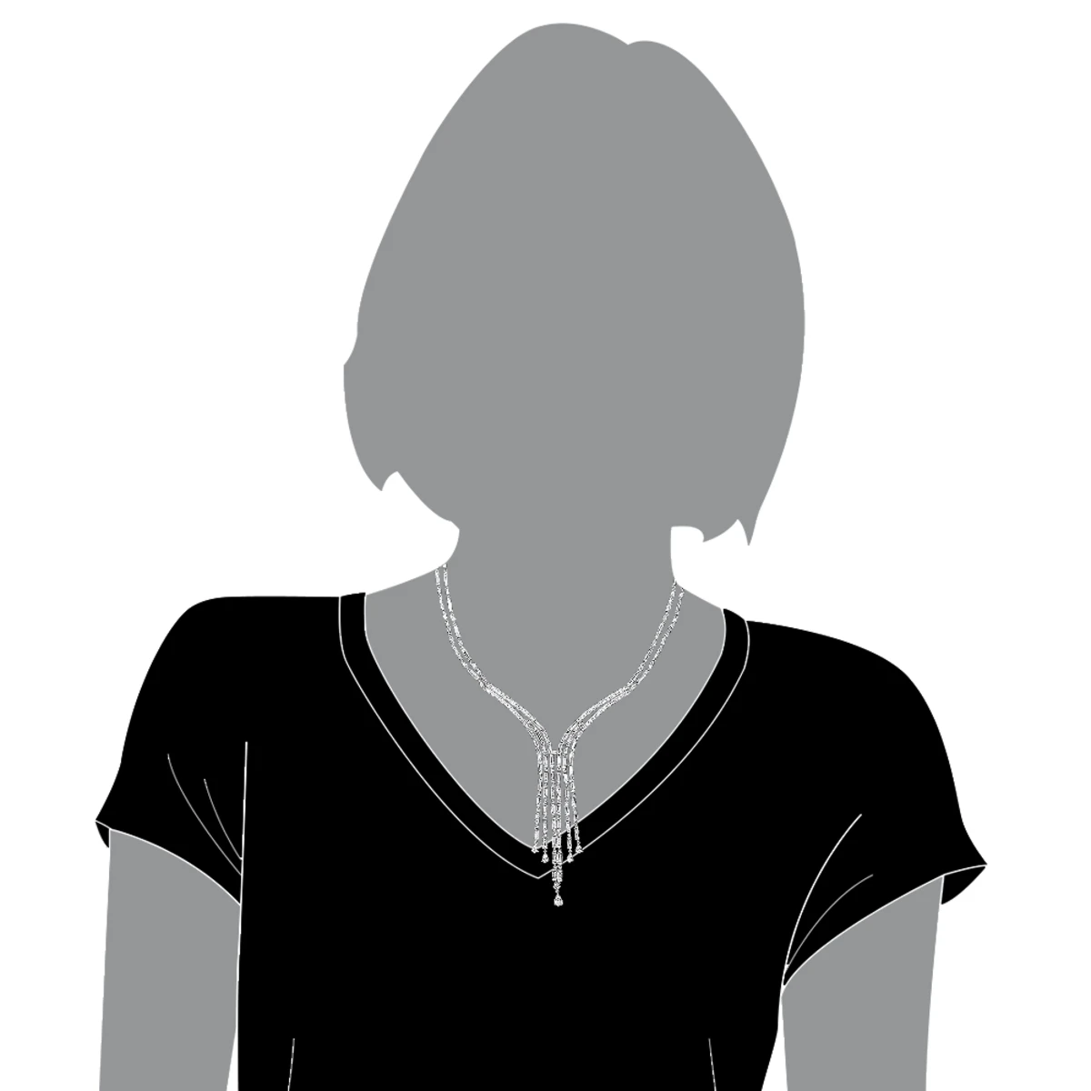 18K White Gold Antique Style Ladies Diamond Necklace Round Baguette Pear Diamonds 7 18K White Gold Antique Style Ladies Diamond Necklace Round Baguette Pear Diamonds - Image 5