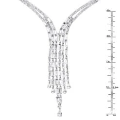 18K White Gold Antique Style Ladies Diamond Necklace Round Baguette Pear Diamonds 13 18K White Gold Antique Style Ladies Diamond Necklace Round Baguette Pear Diamonds -H'Hen Sale Store 18k gold antique style ladies diamond necklace round baguette pear diamonds rulerwh