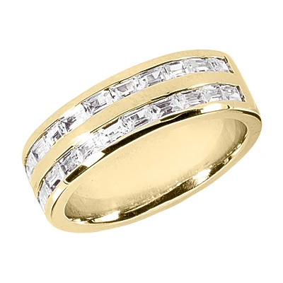 18K White Gold Baguette Diamond Men's Wedding Ring 1.10ct 4 18K White Gold Baguette Diamond Men's Wedding Ring 1.10ct - Image 2