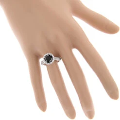 Halo 18K White Gold Designer Black Diamond Engagement Ring 3.42ct -H'Hen Sale Store 18k gold designer black diamond engagement ring 342ct p 6717 bodwh