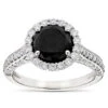 Halo 18K White Gold Designer Black Diamond Engagement Ring 3.42ct