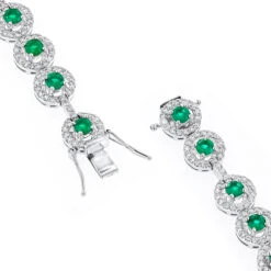 Women's 18K White Gold Diamond And Emerald Bracelet 2.52dtw 3.56stw -H'Hen Sale Store 18k gold diamond and emerald bracelet 252dtw 356stw p 5918 backwh