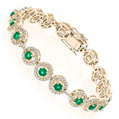 Women's 18K White Gold Diamond And Emerald Bracelet 2.52dtw 3.56stw -H'Hen Sale Store 18k gold diamond and emerald bracelet 252dtw 356stw p 5918 ye