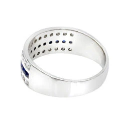 18K Yellow Gold Diamond And Sapphire Wedding Band For Men Or Women By Luxurman -H'Hen Sale Store 18k gold diamond and sapphire wedding band for men or women by luxurman 000702 18k backwh 20210528