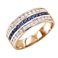 18K Yellow Gold Diamond And Sapphire Wedding Band For Men Or Women By Luxurman -H'Hen Sale Store 18k gold diamond and sapphire wedding band for men or women by luxurman 000702 18k ro