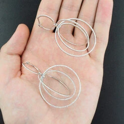 18K White Gold Diamond Circle Dangle Earrings 2.25ct -H'Hen Sale Store 18k gold diamond circle dangle earrings 225ct p 22506back