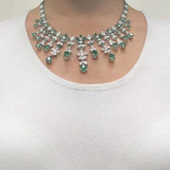 18K White Gold Diamond & Emerald Necklace 15.17dtw 22.44etw 9 18K White Gold Diamond & Emerald Necklace 15.17dtw 22.44etw -H'Hen Sale Store 18k gold diamond emerald necklace 1517dtw 2244etw p 6004bod