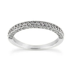 Thin 18K White Gold Diamond Engagement Band 0.43ct