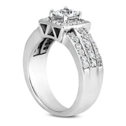 18K White Gold Diamond Engagement Ring 1.53ct 10.10mm -H'Hen Sale Store 18k gold diamond engagement ring 153ct p 34596 back white 20220420 20220426