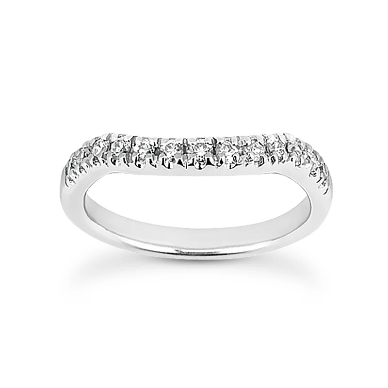 Thin 18K White Gold Diamond Engagement Ring Band 0.33ct 3 Thin 18K White Gold Diamond Engagement Ring Band 0.33ct