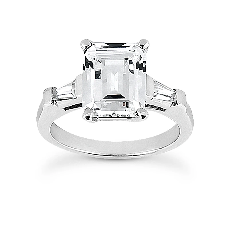 18K White Gold Emerald Diamond Engagement Ring And Band 0.99ct Bridal Set 6 18K White Gold Emerald Diamond Engagement Ring And Band 0.99ct Bridal Set - Image 4