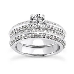 18K White Gold Diamond Engagement Ring Set 1.54ct