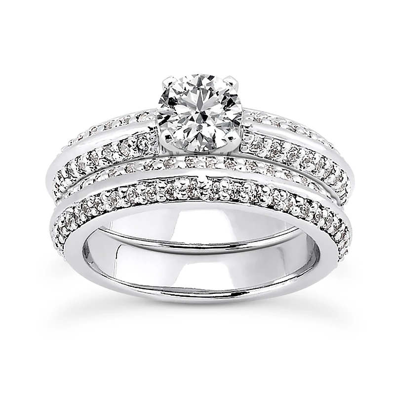 18K White Gold Diamond Engagement Ring Set 1.54ct 3 18K White Gold Diamond Engagement Ring Set 1.54ct