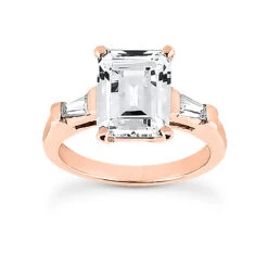 18K White Gold Emerald Diamond Engagement Ring Mounting Set 0.24ct -H'Hen Sale Store 18k gold diamond engagement ring setting set 024ct p 34099 back rose 20220420 20220426