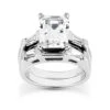 18K White Gold Emerald Diamond Engagement Ring Mounting Set 0.24ct