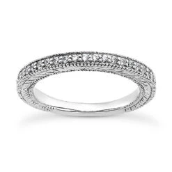 Ultra Thin 18K White Gold Diamond Engagement Wedding Ring 0.21ct