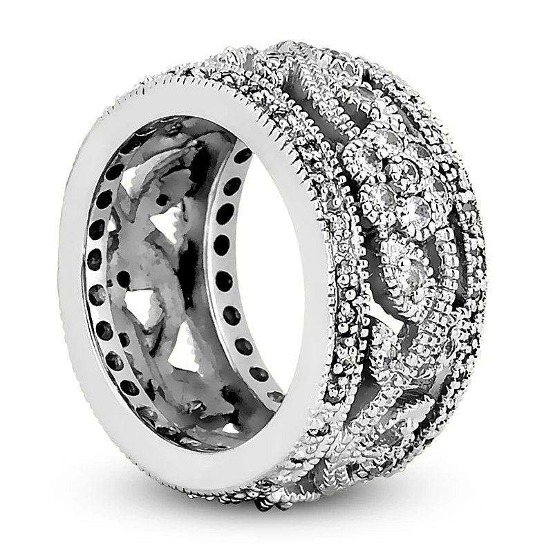 18K White Gold Floral Design 0.67 Carat Diamond Eternity Band 6 18K White Gold Floral Design 0.67 Carat Diamond Eternity Band - Image 4