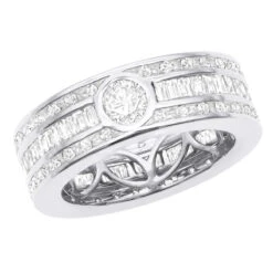 Men's Diamond Eternity Band 18K Yellow Gold Ring Baguette & Round Diamonds 4.5ct -H'Hen Sale Store 18k gold diamond eternity band ring 168ct p 30 1 1683169636