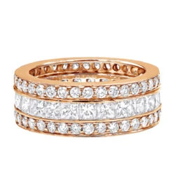 18K White Gold Round & Princess Diamond 5 Carat Eternity/Anniversary Band 17 18K White Gold Round & Princess Diamond 5 Carat Eternity/Anniversary Band -H'Hen Sale Store 18k gold diamond eternity rings collection item 5ctw p 23030 backro