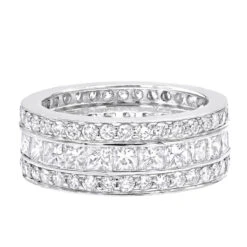 18K White Gold Round & Princess Diamond 5 Carat Eternity/Anniversary Band 15 18K White Gold Round & Princess Diamond 5 Carat Eternity/Anniversary Band -H'Hen Sale Store 18k gold diamond eternity rings collection item 5ctw p 23030 backwh
