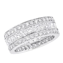 18K White Gold Round & Princess Diamond 5 Carat Eternity/Anniversary Band