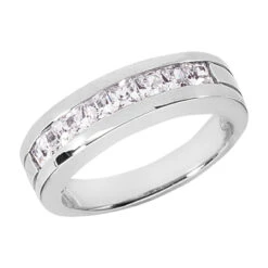 18K White Gold Diamond Men's Wedding Ring 2ct