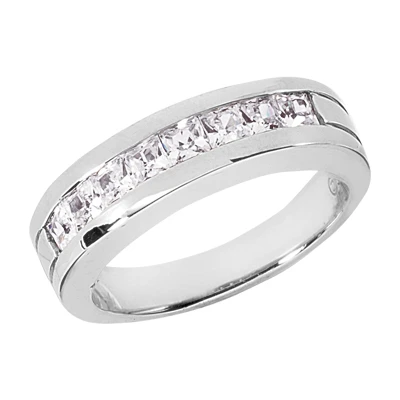 18K White Gold Diamond Men's Wedding Ring 2ct 3 18K White Gold Diamond Men's Wedding Ring 2ct