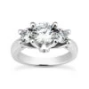 Thin 18K White Gold Diamond Three Stones Engagement Ring 1.04ct