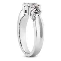 Thin 18K White Gold Diamond Three Stones Engagement Ring 1.05ct 3.7mm -H'Hen Sale Store 18k gold diamond three stones engagement ring 105ct p 33530 back white 20220420 20220426