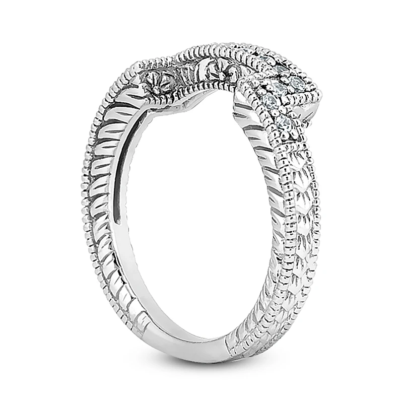 Thin 18K White Gold Diamond Wedding Band 0.22ct 6 Thin 18K White Gold Diamond Wedding Band 0.22ct - Image 4