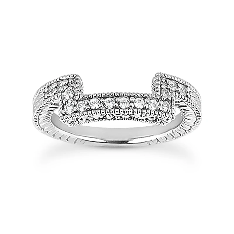 Thin 18K White Gold Diamond Wedding Band 0.22ct 3 Thin 18K White Gold Diamond Wedding Band 0.22ct