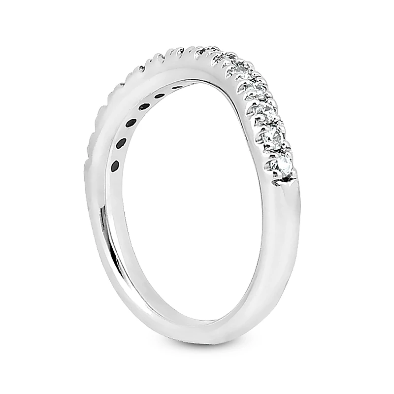 Thin 18K White Gold Diamond Wedding Band 0.30ct 6 Thin 18K White Gold Diamond Wedding Band 0.30ct - Image 4