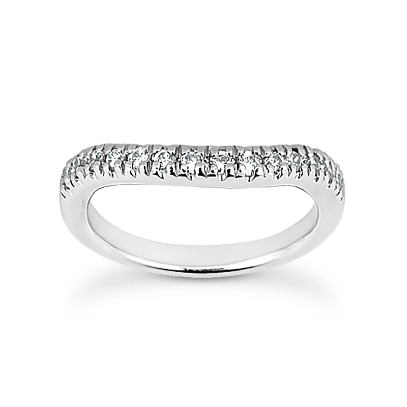 Thin 18K White Gold Diamond Wedding Band 0.30ct 3 Thin 18K White Gold Diamond Wedding Band 0.30ct