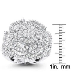 18K White Gold Statement Flower Diamond Engagement Ring LUCCELLO 3.25ct 13 18K White Gold Statement Flower Diamond Engagement Ring LUCCELLO 3.25ct -H'Hen Sale Store 18k gold flower diamond engagement ring luccello 35ct statement jewelry rulerwh