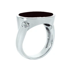 18K White Gold Ladies Black Onyx Ring 0.10ct -H'Hen Sale Store 18k gold ladies black onyx ring 010ct p 32906 back white 20220426