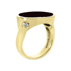 18K White Gold Ladies Black Onyx Ring 0.10ct -H'Hen Sale Store 18k gold ladies black onyx ring 010ct p 32906 back yellow 20220426