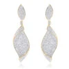 18K Yellow Gold Ladies Designer Diamond Leaf Earrings 3 Carats