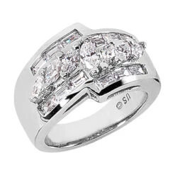 One Of A Kind 18K White Gold Ladies Cocktail Diamond Ring 1.90ct