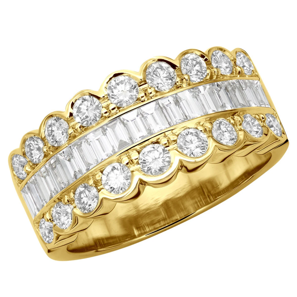 18K White Gold Ladies Diamond Ring 3.2ct Unique Wedding Band Round Baguette Diamonds 4 18K White Gold Ladies Diamond Ring 3.2ct Unique Wedding Band Round Baguette Diamonds - Image 2