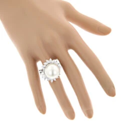 18K White Gold Ladies Pearl & Marquise Diamond Ring For Women 2.92ct 7 18K White Gold Ladies Pearl & Marquise Diamond Ring For Women 2.92ct -H'Hen Sale Store 18k gold ladies pearl marquise diamond ring 292ct p 5781bod