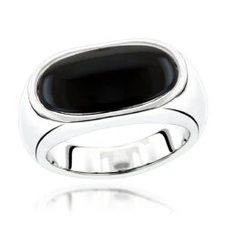 18K White Gold Men's Black Onyx Ring 8.9mm